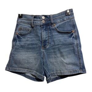 Judy Blue Denim Shorts Women Size S Blue High Rise Double Button Stretch Shaping
